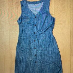 Chambray Sleeveless Button Down Dress